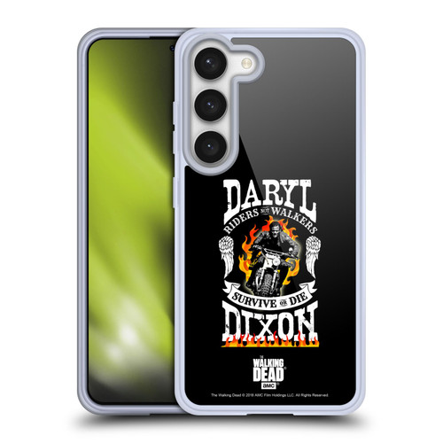 AMC The Walking Dead Daryl Dixon Biker Art Motorcycle Flames Soft Gel Case for Samsung Galaxy S23 5G & MagSafe