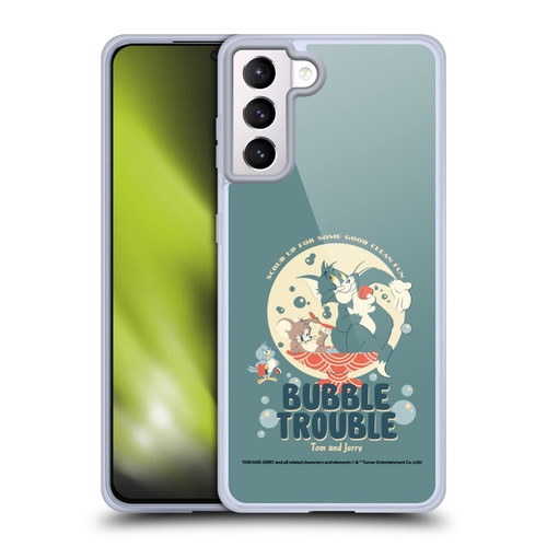 Tom and Jerry Retro Bubble Trouble Soft Gel Case for Samsung Galaxy S21+ 5G & MagSafe