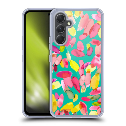 Ninola Watercolor Prints Teal Flower Petals Soft Gel Case for Samsung Galaxy A54 5G