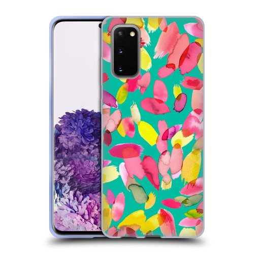 Ninola Watercolor Prints Teal Flower Petals Soft Gel Case for Samsung Galaxy S20 / S20 5G