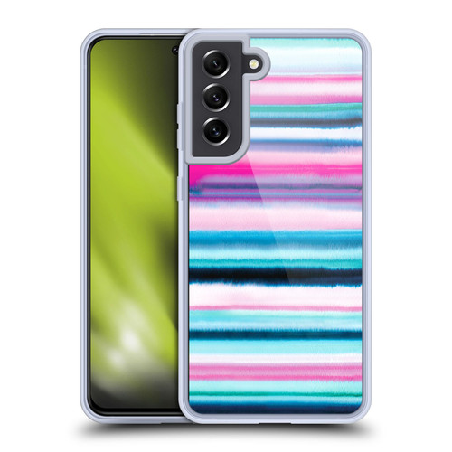 Ninola Watercolor Prints Ombre Stripes Pink Soft Gel Case for Samsung Galaxy S21 FE 5G & MagSafe