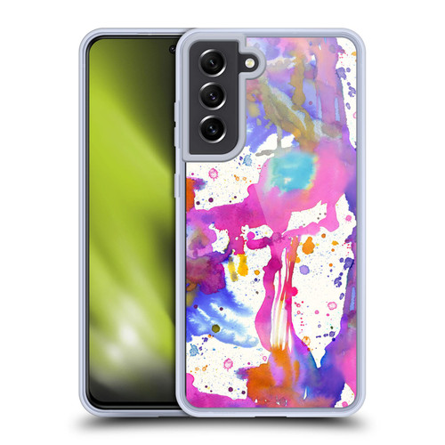 Ninola Watercolor Prints Pink Paint Splashes Soft Gel Case for Samsung Galaxy S21 FE 5G & MagSafe