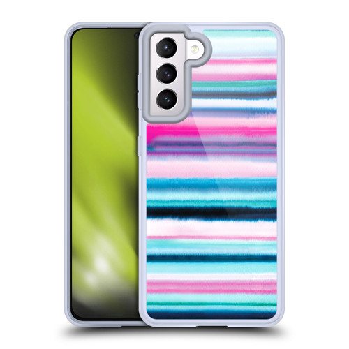 Ninola Watercolor Prints Ombre Stripes Pink Soft Gel Case for Samsung Galaxy S21 5G & MagSafe
