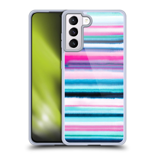 Ninola Watercolor Prints Ombre Stripes Pink Soft Gel Case for Samsung Galaxy S21+ 5G & MagSafe