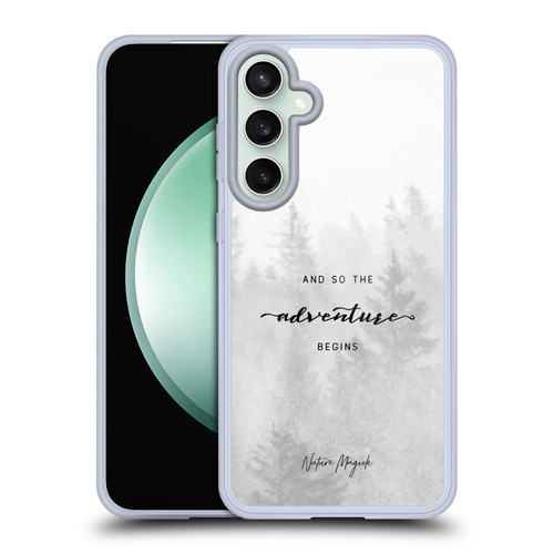 Nature Magick So The Adventure Begins Quote Black And White Forest Soft Gel Case for Samsung Galaxy S23 FE 5G & MagSafe