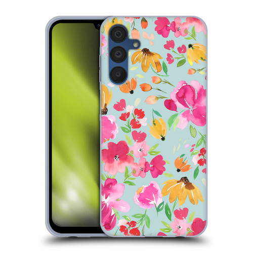Ninola Spring Floral Flowers Blue Soft Gel Case for Samsung Galaxy A15 & MagSafe