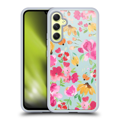 Ninola Spring Floral Flowers Blue Soft Gel Case for Samsung Galaxy A34 5G