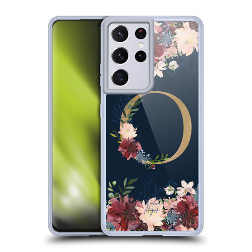 Nature Magick Floral Monogram Gold Navy 2 Letter O Soft Gel Case for Samsung Galaxy S21 Ultra 5G & MagSafe