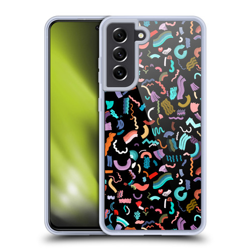Ninola Patterns Cute Curly Shapes Black Soft Gel Case for Samsung Galaxy S21 FE 5G & MagSafe