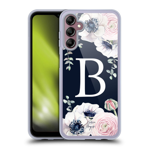 Nature Magick Floral Monogram Navy Flowers 1 Letter B Soft Gel Case for Samsung Galaxy A14 5G
