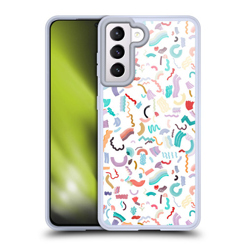 Ninola Patterns Cute Curly Shapes White Soft Gel Case for Samsung Galaxy S21 5G & MagSafe