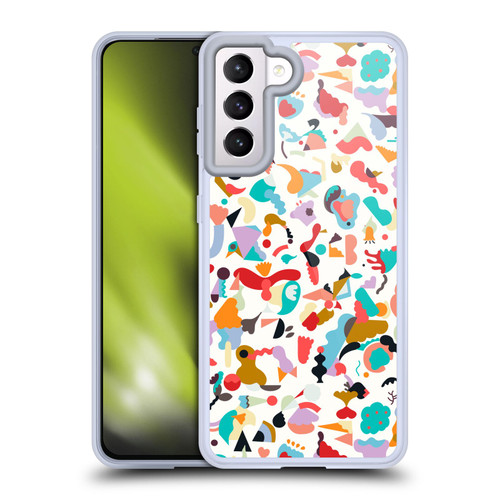 Ninola Patterns Imaginary Geo Animals White Soft Gel Case for Samsung Galaxy S21 5G & MagSafe