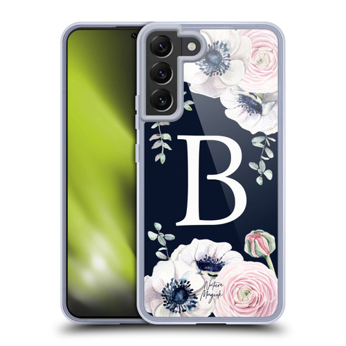 Nature Magick Floral Monogram Navy Flowers 1 Letter B Soft Gel Case for Samsung Galaxy S22+ 5G & MagSafe