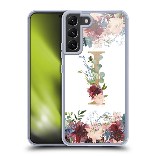 Nature Magick Flowers Monogram Floral Gold Letter I Soft Gel Case for Samsung Galaxy S22+ 5G & MagSafe