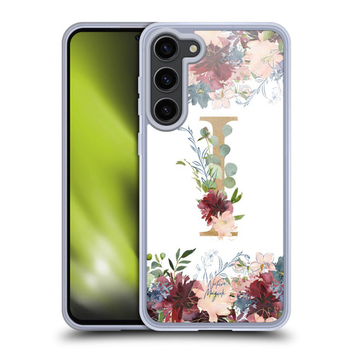 Nature Magick Flowers Monogram Floral Gold Letter I Soft Gel Case for Samsung Galaxy S23+ 5G & MagSafe