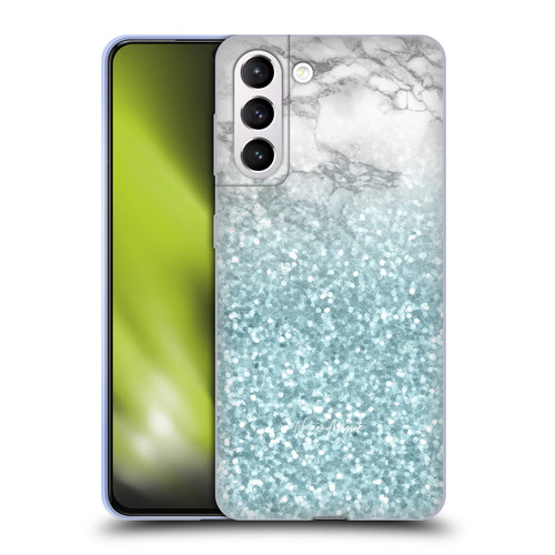 Nature Magick Marble Glitter Sparkle Pastel Teal Green Sparkles Soft Gel Case for Samsung Galaxy S21+ 5G & MagSafe