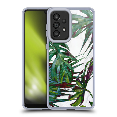 Nature Magick Tropical Palm Leaves On Marble Deep Green Palm Soft Gel Case for Samsung Galaxy A33 5G (2022)