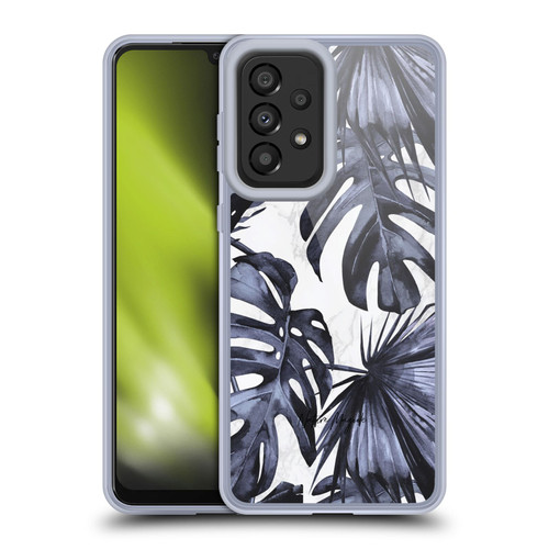 Nature Magick Tropical Palm Leaves On Marble Navy Blue Beach Soft Gel Case for Samsung Galaxy A33 5G (2022)