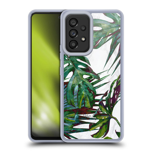 Nature Magick Tropical Palm Leaves On Marble Deep Green Palm Soft Gel Case for Samsung Galaxy A53 5G (2022)