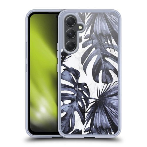 Nature Magick Tropical Palm Leaves On Marble Navy Blue Beach Soft Gel Case for Samsung Galaxy A54 5G