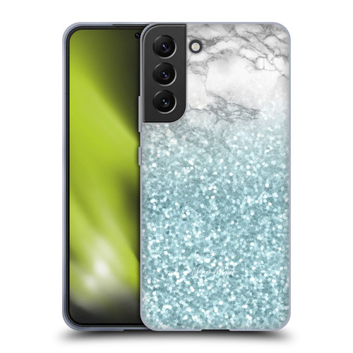 Nature Magick Marble Glitter Sparkle Pastel Teal Green Sparkles Soft Gel Case for Samsung Galaxy S22+ 5G & MagSafe