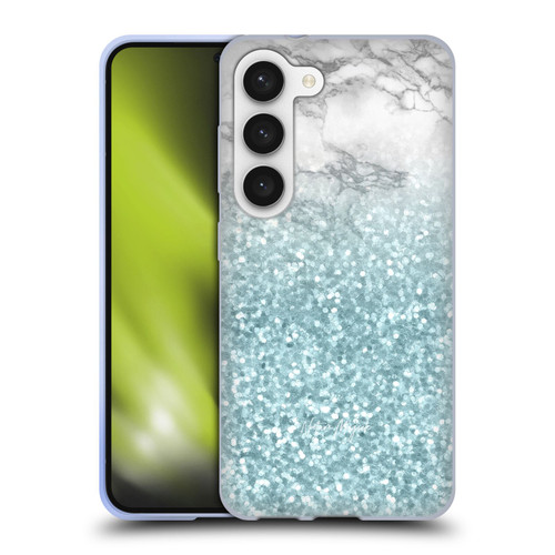 Nature Magick Marble Glitter Sparkle Pastel Teal Green Sparkles Soft Gel Case for Samsung Galaxy S23 5G & MagSafe