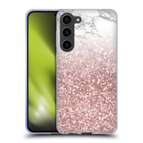 Nature Magick Marble Glitter Sparkle Pastel Pink Rose Gold Sparkles Soft Gel Case for Samsung Galaxy S23+ 5G & MagSafe