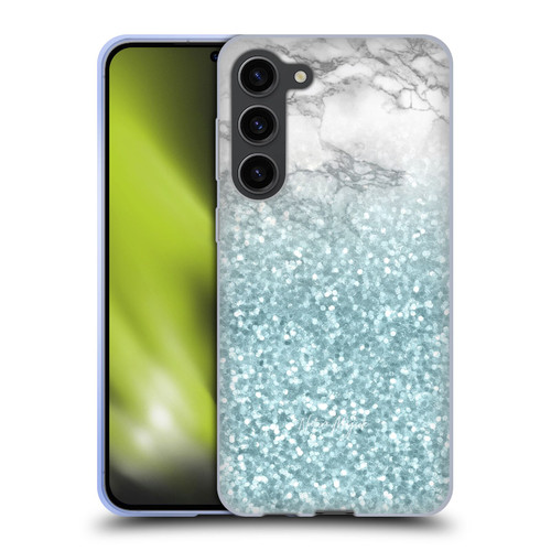 Nature Magick Marble Glitter Sparkle Pastel Teal Green Sparkles Soft Gel Case for Samsung Galaxy S23+ 5G & MagSafe