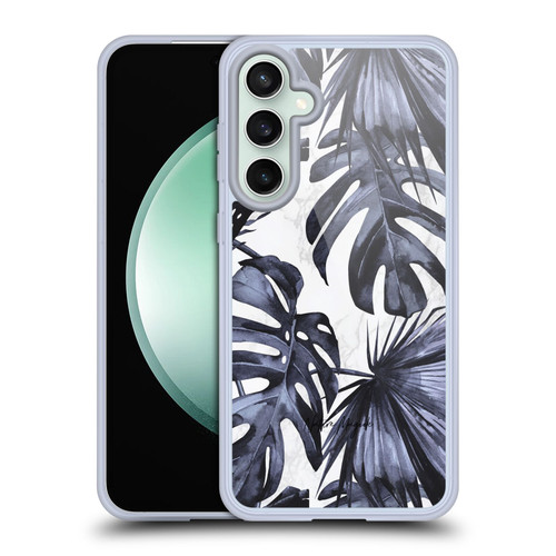 Nature Magick Tropical Palm Leaves On Marble Navy Blue Beach Soft Gel Case for Samsung Galaxy S23 FE 5G & MagSafe