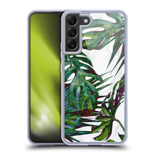 Nature Magick Tropical Palm Leaves On Marble Deep Green Palm Soft Gel Case for Samsung Galaxy S22+ 5G & MagSafe