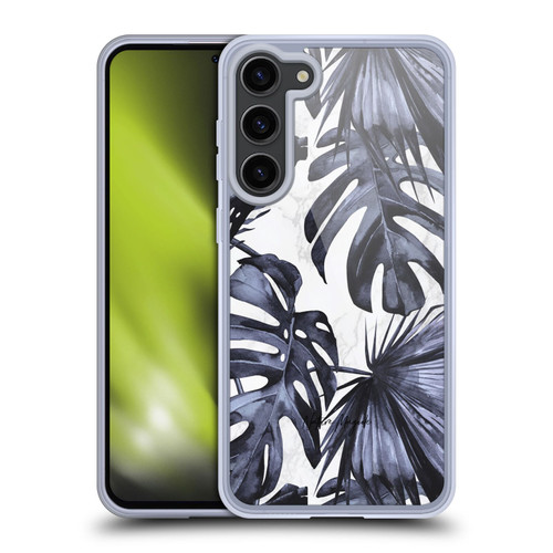 Nature Magick Tropical Palm Leaves On Marble Navy Blue Beach Soft Gel Case for Samsung Galaxy S23+ 5G & MagSafe