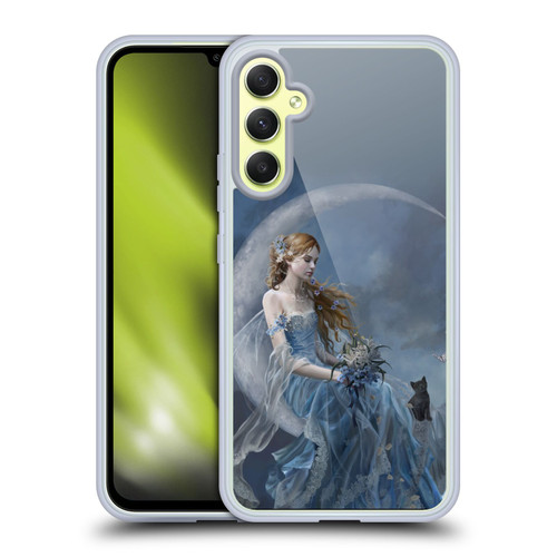 Nene Thomas Crescents Blue Fairy On Moon Kitten Soft Gel Case for Samsung Galaxy A34 5G