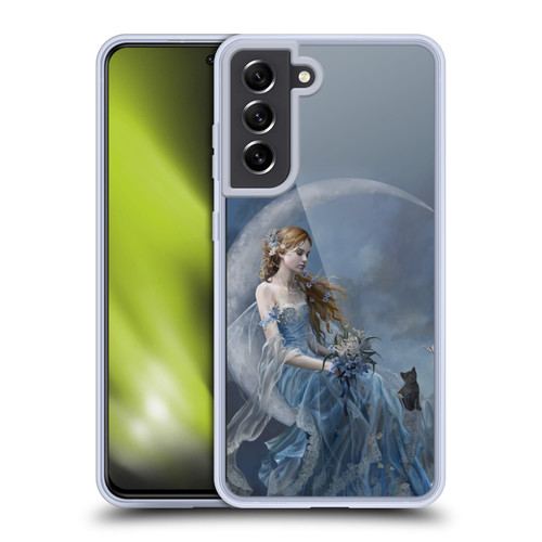 Nene Thomas Crescents Blue Fairy On Moon Kitten Soft Gel Case for Samsung Galaxy S21 FE 5G & MagSafe