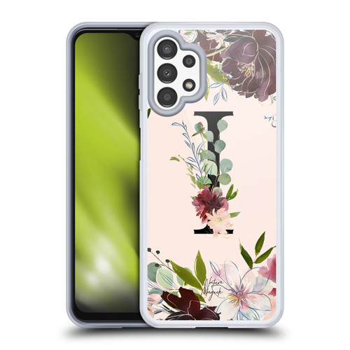 Nature Magick Rose Gold Flowers Monogram 1 Letter I Soft Gel Case for Samsung Galaxy A13 (2022)
