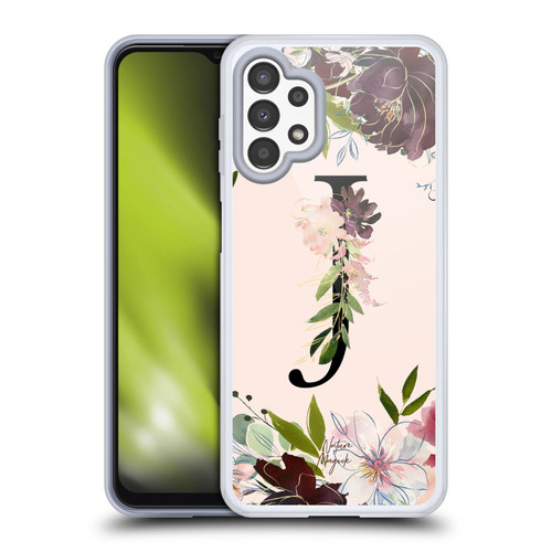 Nature Magick Rose Gold Flowers Monogram 1 Letter J Soft Gel Case for Samsung Galaxy A13 (2022)
