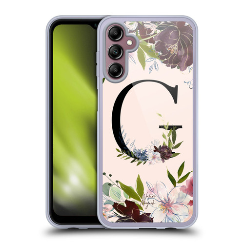 Nature Magick Rose Gold Flowers Monogram 1 Letter G Soft Gel Case for Samsung Galaxy A14 5G