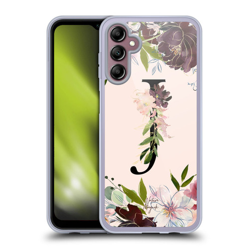 Nature Magick Rose Gold Flowers Monogram 1 Letter J Soft Gel Case for Samsung Galaxy A14 5G