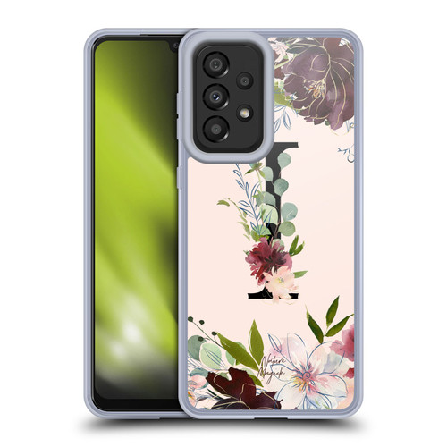 Nature Magick Rose Gold Flowers Monogram 1 Letter I Soft Gel Case for Samsung Galaxy A33 5G (2022)