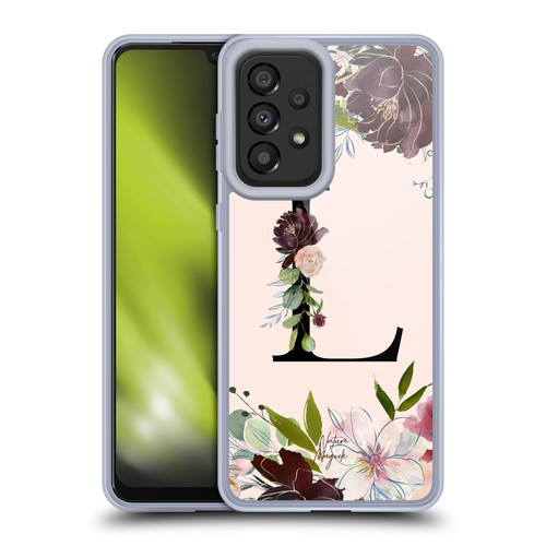 Nature Magick Rose Gold Flowers Monogram 1 Letter L Soft Gel Case for Samsung Galaxy A33 5G (2022)