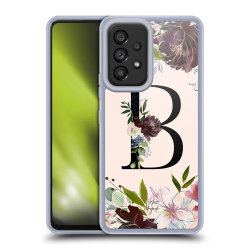 Nature Magick Rose Gold Flowers Monogram 1 Letter B Soft Gel Case for Samsung Galaxy A53 5G (2022)
