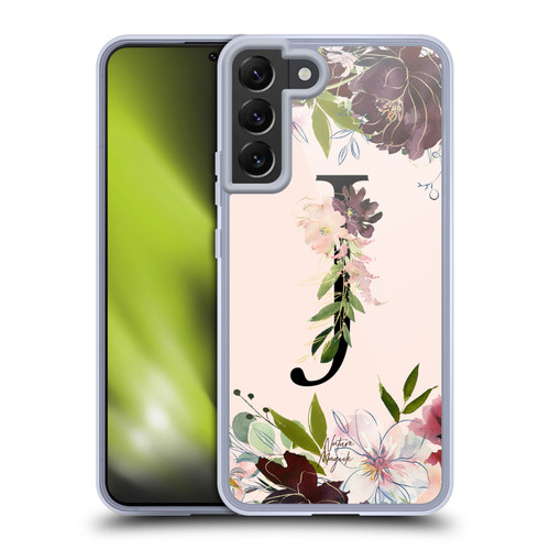 Nature Magick Rose Gold Flowers Monogram 1 Letter J Soft Gel Case for Samsung Galaxy S22+ 5G & MagSafe