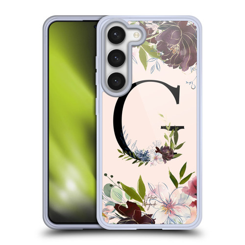 Nature Magick Rose Gold Flowers Monogram 1 Letter G Soft Gel Case for Samsung Galaxy S23 5G & MagSafe