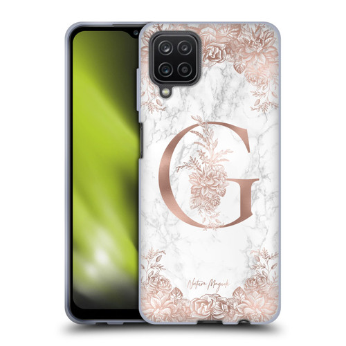 Nature Magick Rose Gold Marble Monogram Letter G Soft Gel Case for Samsung Galaxy A12 (2020)