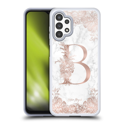 Nature Magick Rose Gold Marble Monogram Letter B Soft Gel Case for Samsung Galaxy A13 (2022)