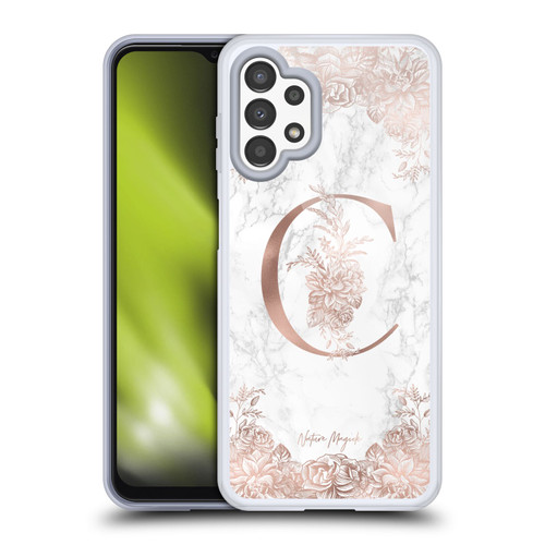 Nature Magick Rose Gold Marble Monogram Letter C Soft Gel Case for Samsung Galaxy A13 (2022)