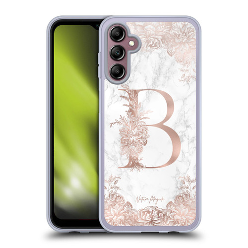 Nature Magick Rose Gold Marble Monogram Letter B Soft Gel Case for Samsung Galaxy A14 5G