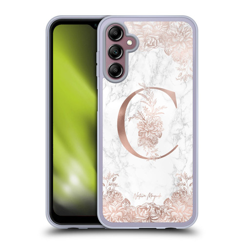 Nature Magick Rose Gold Marble Monogram Letter C Soft Gel Case for Samsung Galaxy A14 5G