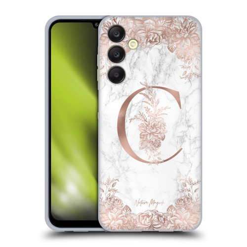 Nature Magick Rose Gold Marble Monogram Letter C Soft Gel Case for Samsung Galaxy A25 5G