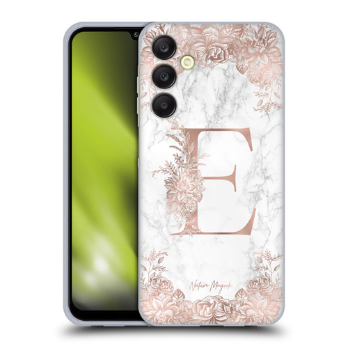 Nature Magick Rose Gold Marble Monogram Letter E Soft Gel Case for Samsung Galaxy A25 5G