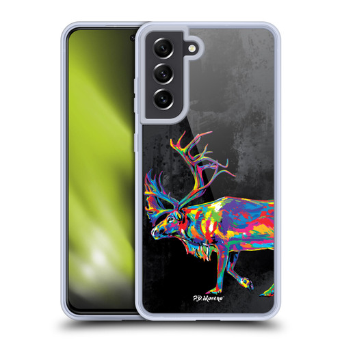 P.D. Moreno Christmas Animal Pop Colors Reindeer Soft Gel Case for Samsung Galaxy S21 FE 5G & MagSafe